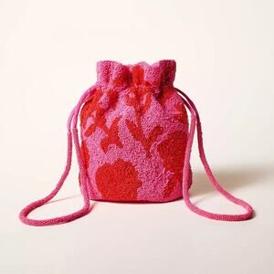 NWT Kate Spade x Target Beaded Floral‎ Bucket Bag Pink/Red Drawstring